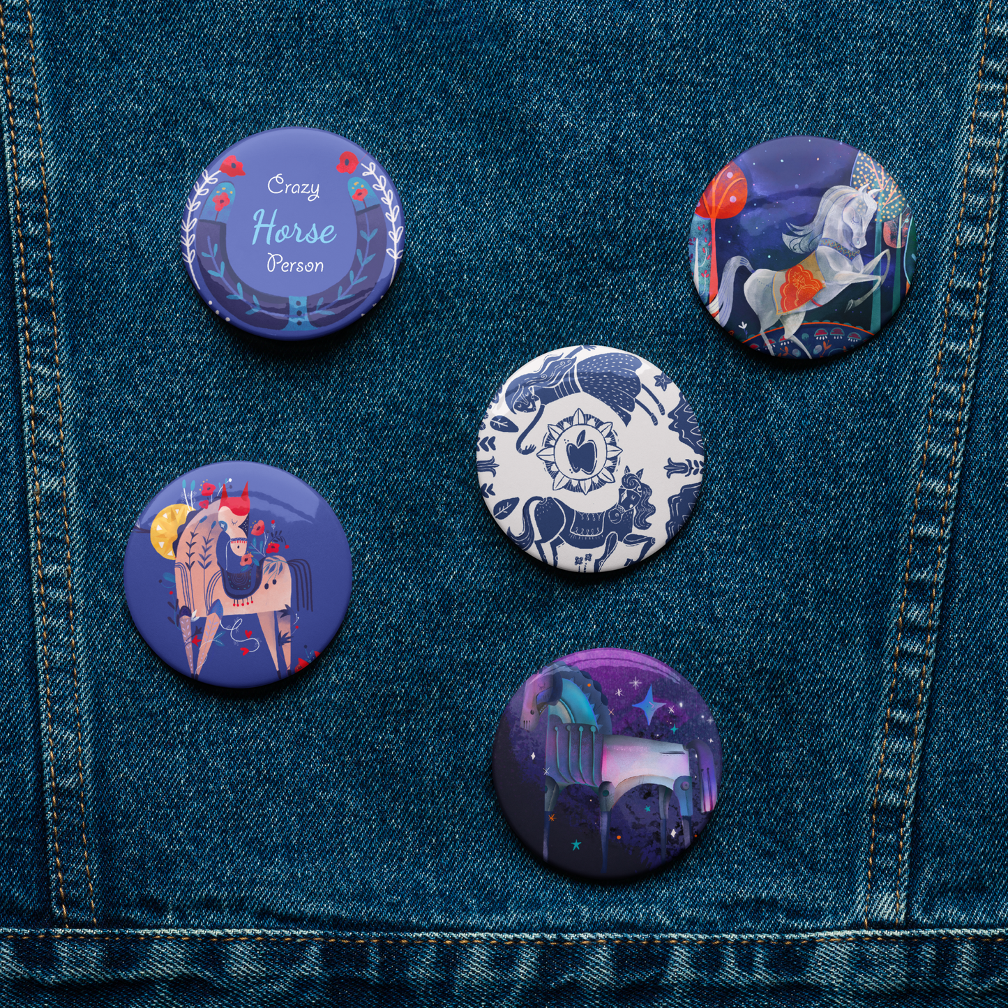 Horse Lover! Set of pin buttons